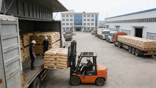 工厂车间PAM粉末装车现场