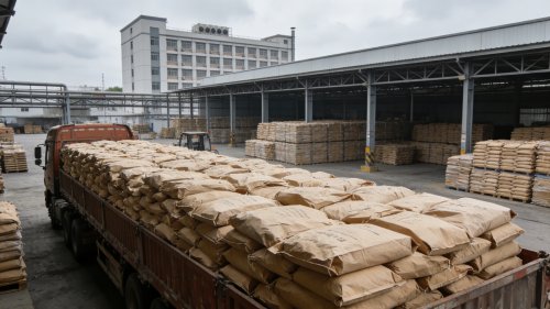 工厂厂区脱硫液聚丙烯酰胺产品装车现场