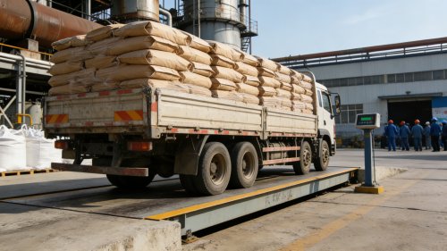 工厂工作人员在装车聚丙烯酰胺PAM产品