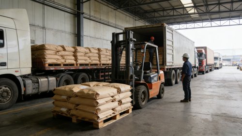 固体聚丙烯酰胺粉末装入运输车辆