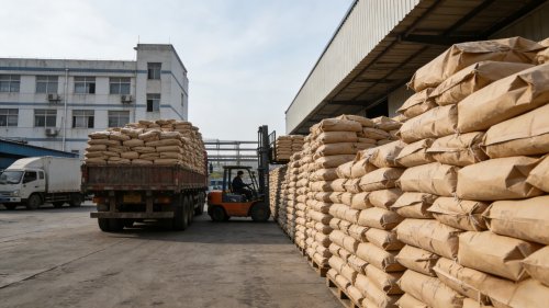 泥浆压饼聚丙烯酰胺产品装车现场