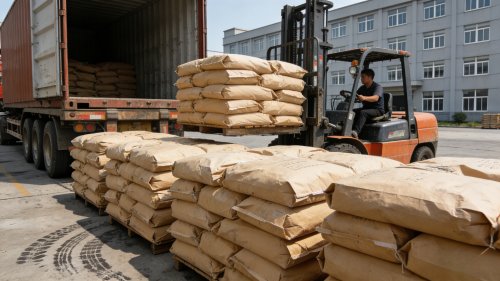 工厂装车现场展示聚丙烯酰胺PAM工业级产品批量装载
