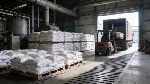 造纸用聚丙烯酰胺批量发货装车现场