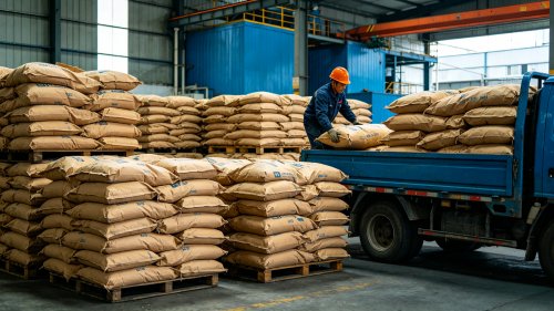 聚丙烯酰胺PAM产品在工厂厂区装车发货用于纺织印染工艺优化与废水处理