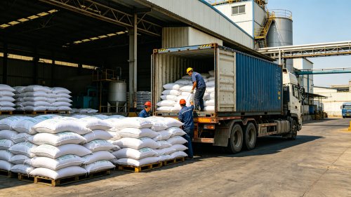 聚丙烯酰胺矿业专用吨袋装车超高分子量1800万至2200万快速溶解抗剪切用于铜矿铁矿洗煤厂厂区实拍