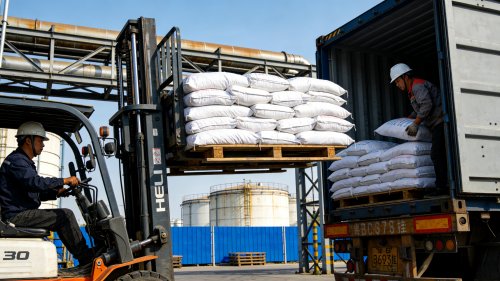 聚丙烯酰胺CPAM吨袋装车增强纸张干湿强度抗张指数提升19%至36%厂区实拍