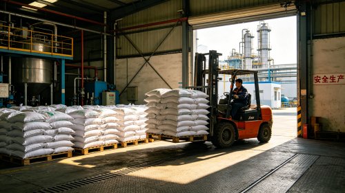 铁岭聚丙烯酰胺粉末吨袋装车阳离子型固含量≥88%离子度40%至60%用于市政污泥和工业污泥脱水厂区实拍